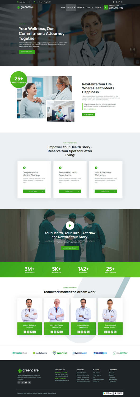 GreenCare - Medical Services Elementor Pro Template Kit