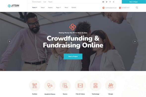 Jitsin - Crowdfunding Projects & Charity Template Kit
