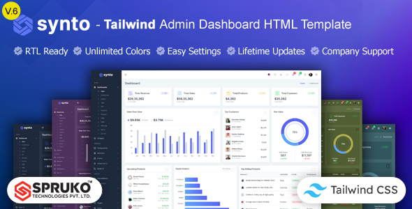 Synto - HTML Tailwind Dashboard Template