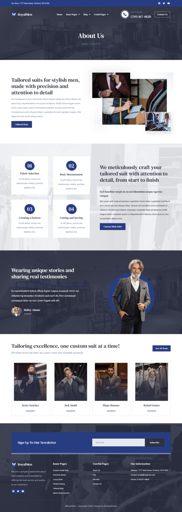 RoyalMen - Tailored Suits Elementor Pro Template Kit
