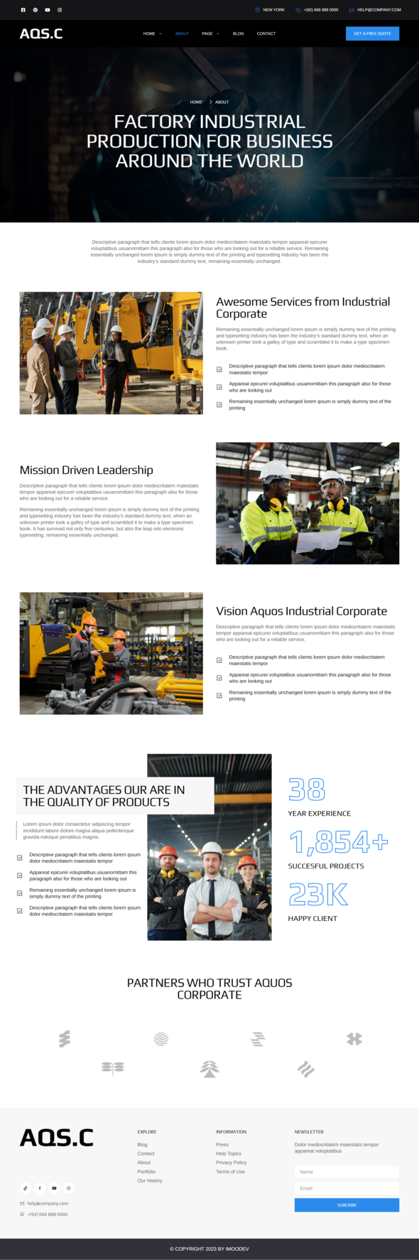 Aquos - Factory & Industrial Elementor Pro Template Kit