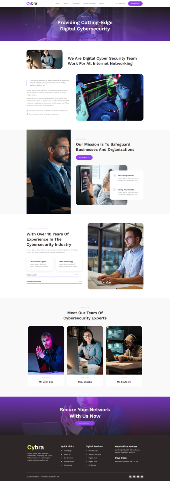 Cybra - Digital Cyber Security Elementor Template Kit
