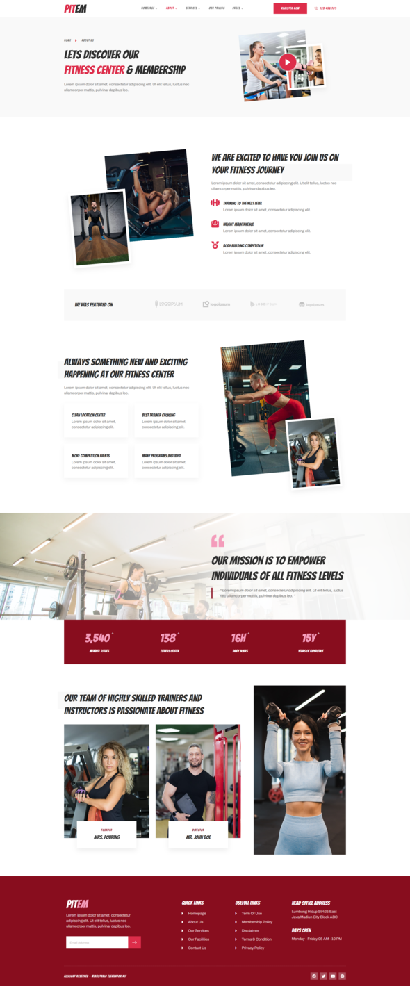Pitem - Fitness Center & Membership Elementor Template Kit