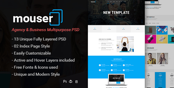 Mouser | Agency & Business Multipurpose PSD Template