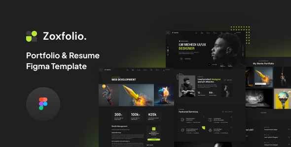 Zoxfolio - Personal Portfolio Resume Figma Template