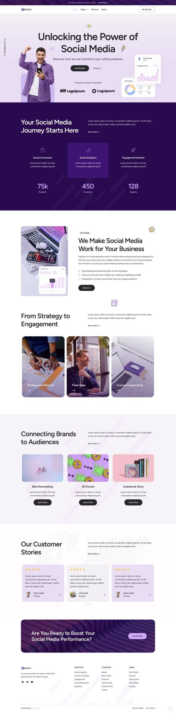 Branch - Social Media Marketing Agency Elementor Template Kit
