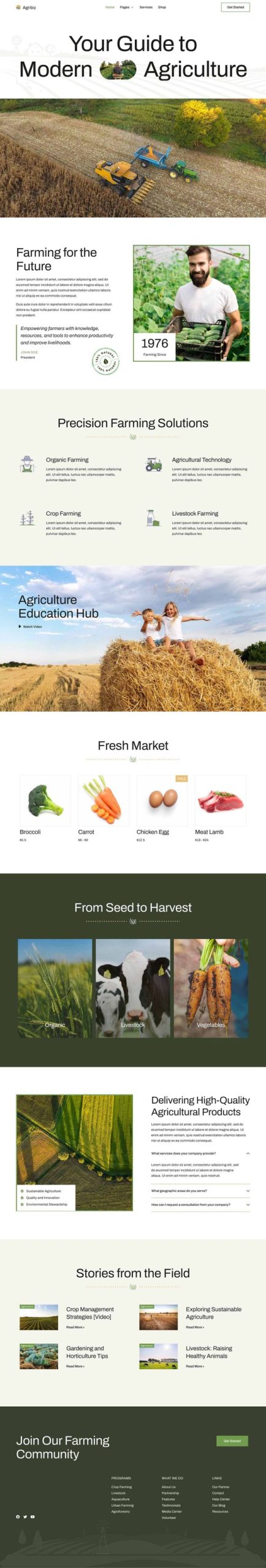 Agribiz - Agriculture & Organic Farm Elementor Template Kit