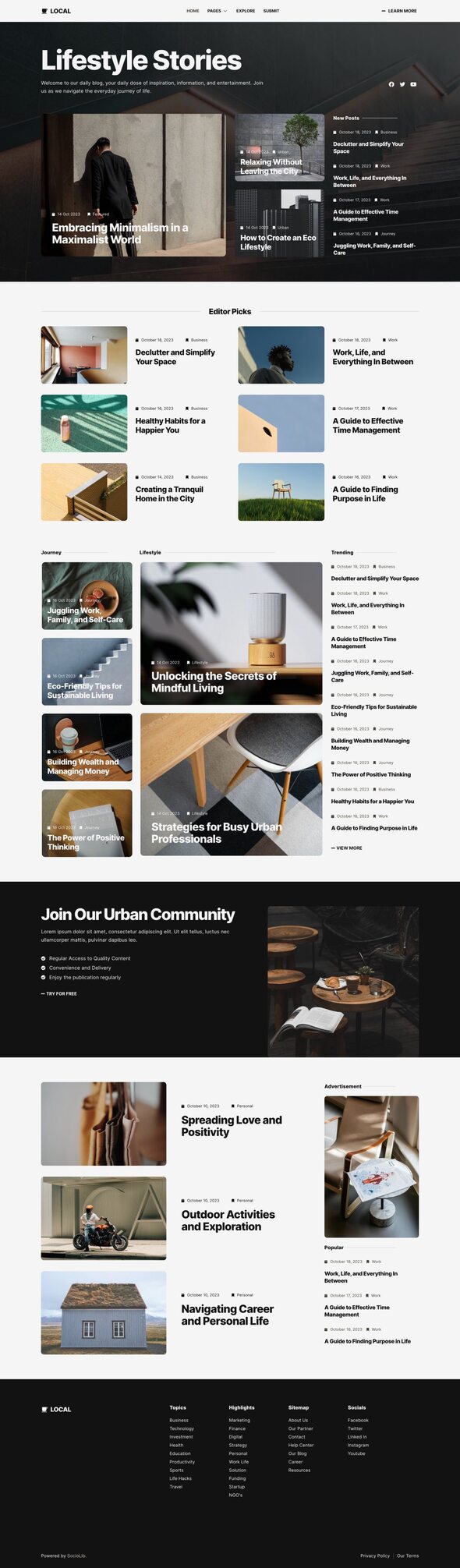 Local - Modern Blog & Magazine Elementor Template Kit