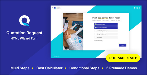 Quotare - Multipurpose Quotation Request HTML Wizard Form