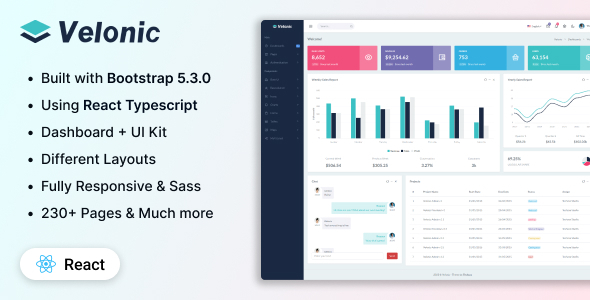 Velonic - React Admin & Dashboard Template