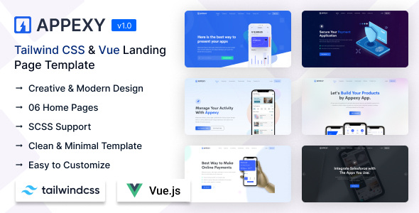 Appexy - Tailwind CSS & Vue Landing Page Template
