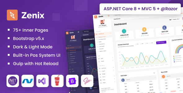 Zenix – ASP.NET Core & MVC Bootstrap Admin Template