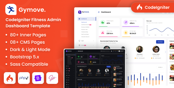 Gymove - CodeIgniter Fitness Admin Dashboard Bootstrap Template