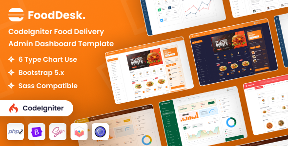 FoodDesk - CodeIgniter Food Delivery Admin Dashboard Bootstrap Template