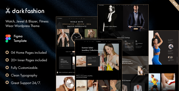 Dark Fashion - Jewel, Fitwear, Watch & Blazer Figma Template
