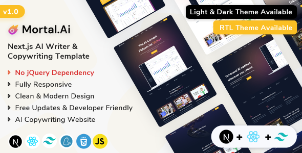 Mortal - React Next.js AI Writer & Copywriting Template
