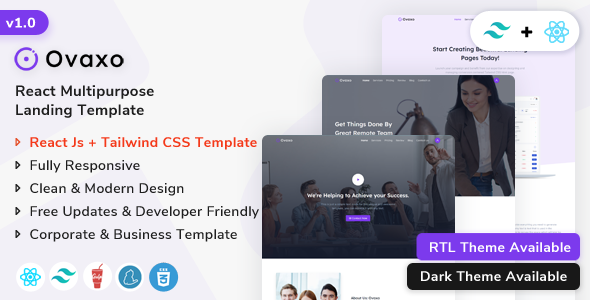 Ovaxo - React Multipurpose Business  Template