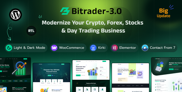 Bitrader - Crypto, Stock and Forex Trading Business WordPress Theme