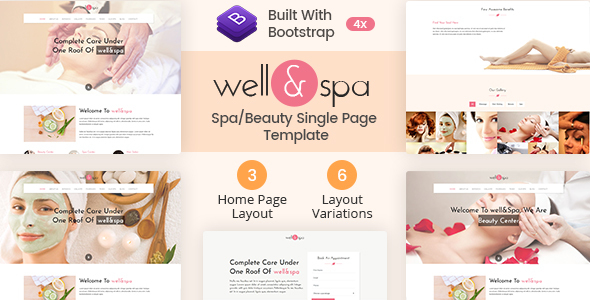 well&spa- Responsive Spa/Beauty Single Page  Template