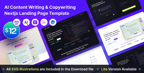 GenAI - Copywriting and Content Writing React Nextjs Ai Landing Template