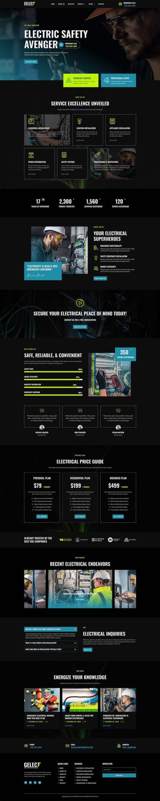 Gelect - Electrical Installation & Maintenance Elementor Template Kit