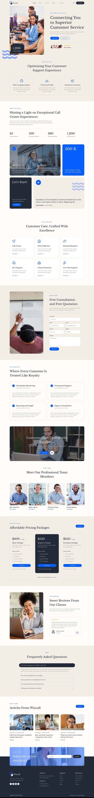 Wizcall - Call Center & Telemarketing Elementor Template Kit