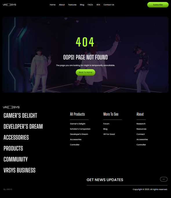VRSYS - Virtual Reality Product & Services Elementor Template Kit