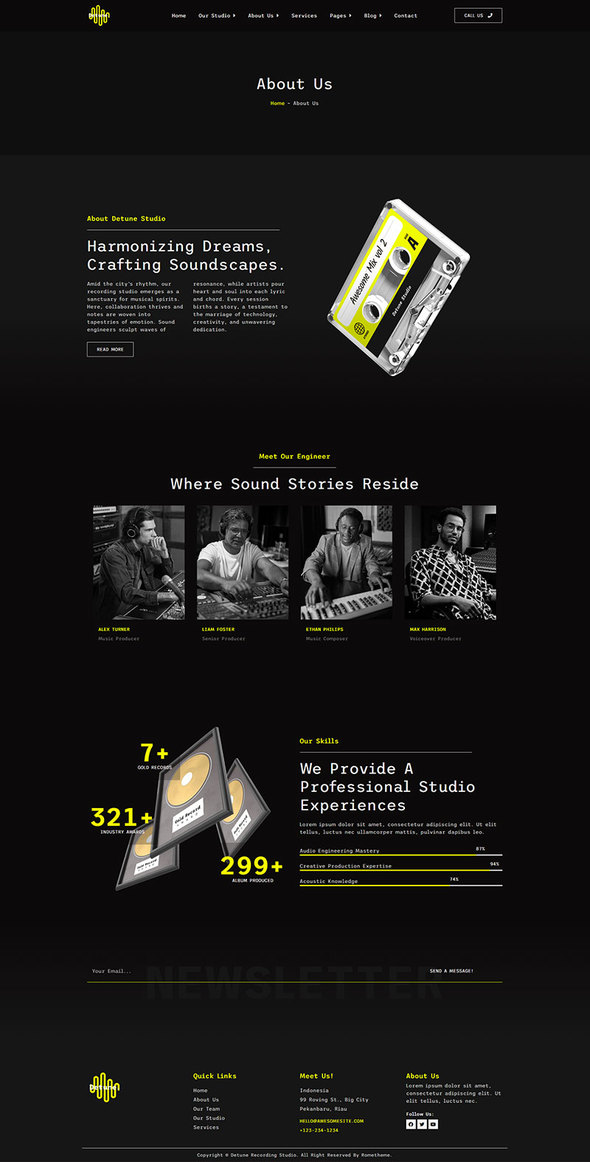 Detune - Recording Studio Elementor Pro Template Kit
