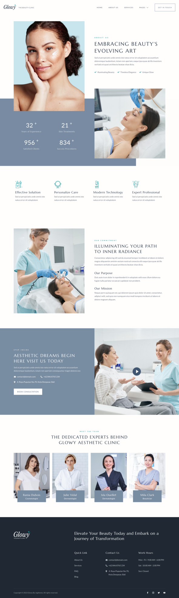 Glowy – Beauty Clinic & Dermatology Elementor Template Kit