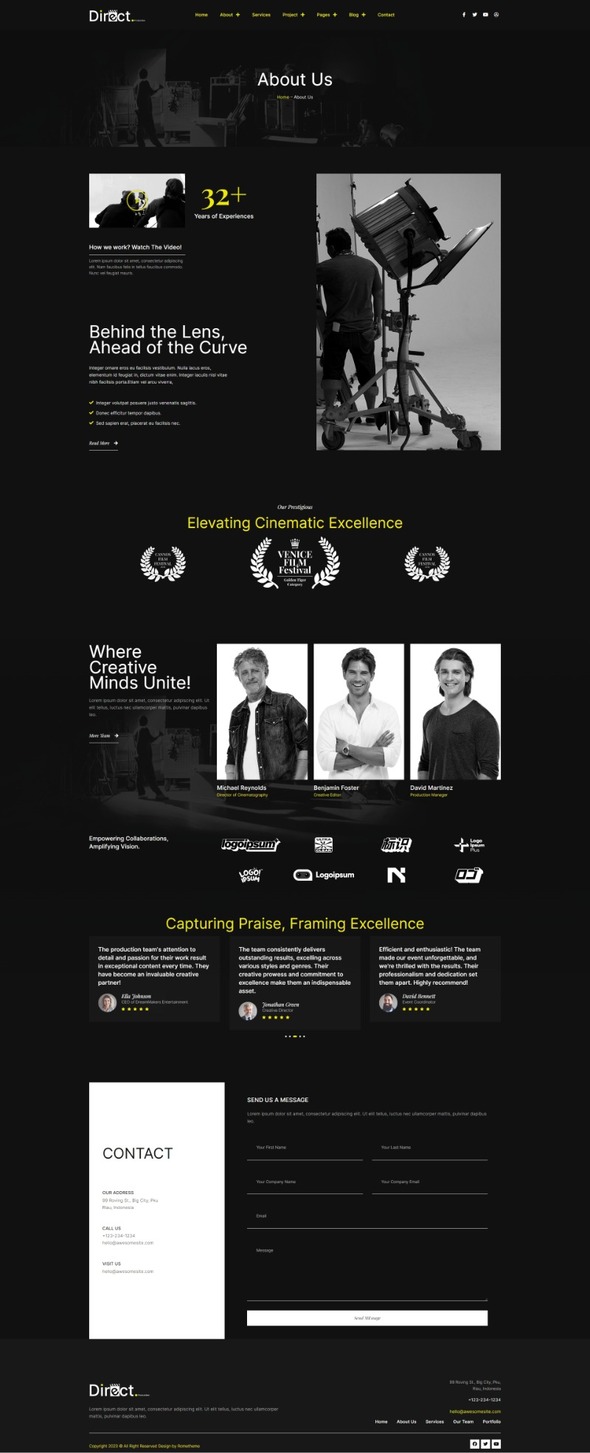 Direct - Film & Video Production Elementor Pro Template Kit