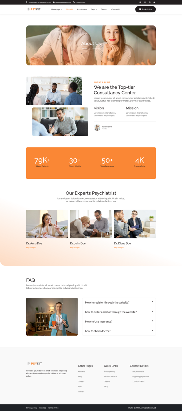 Psykit - Psychology & Counseling Elementor Template Kit