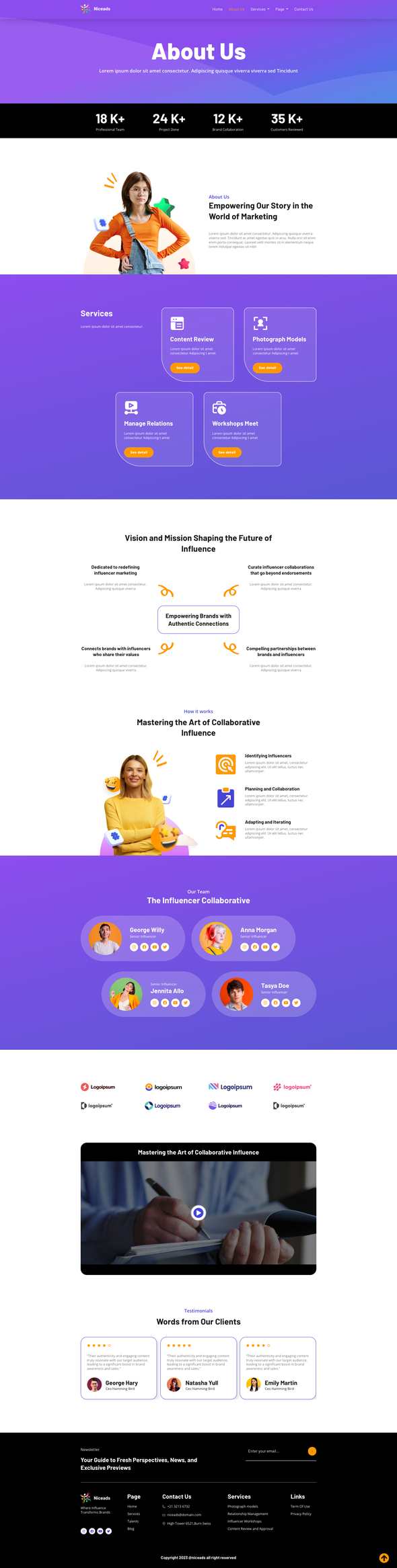 Niceads - Influencer Marketing Elementor Template Kit