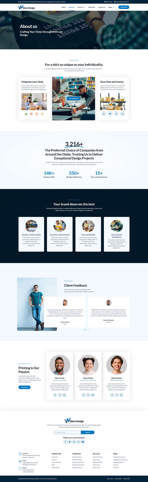 WaveDesign - T Shirt Design & Printing Service Elementor Pro Template Kit