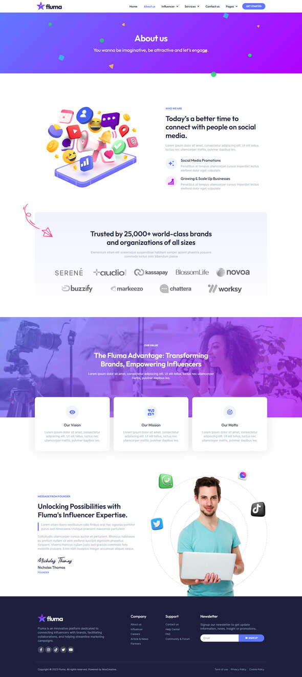 Fluma - Influencer Marketing Agency Elementor Pro Template Kit