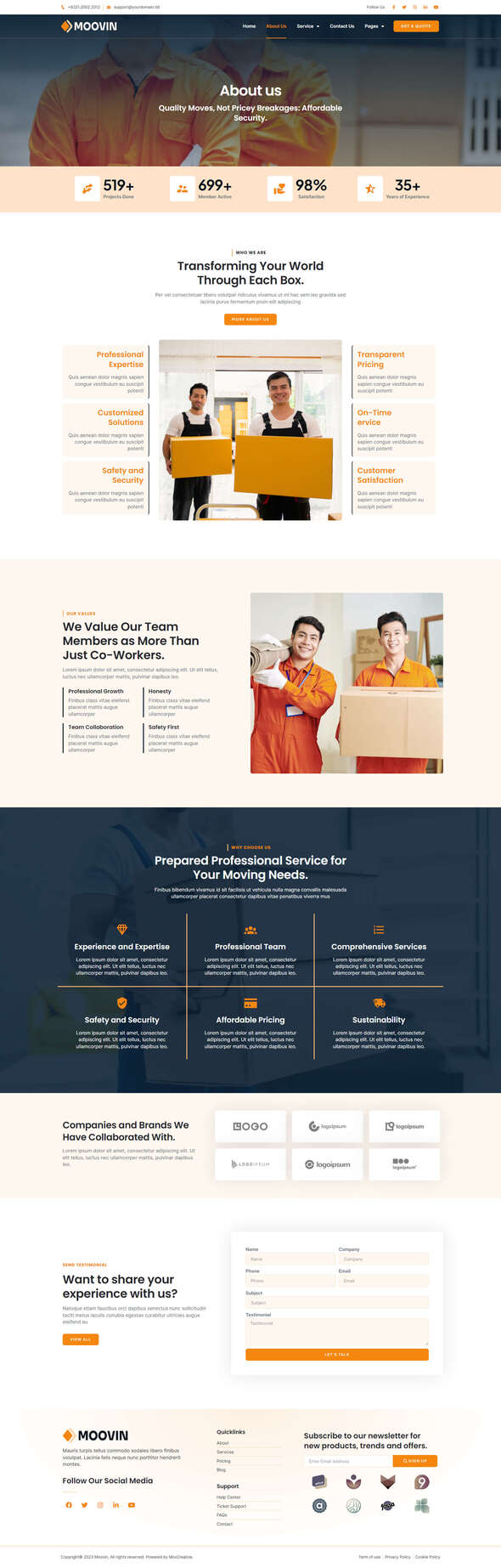 Moovin - Moving Company Elementor Pro Template Kit