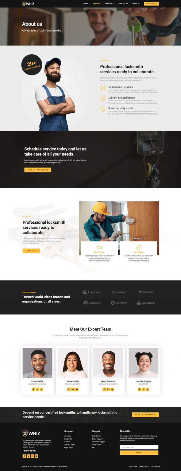 Whiz - Locksmith & Key Maker Services Elementor Pro Template Kit