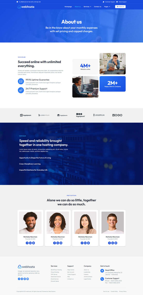 WebHozta - Hosting Service Elementor Template Kit