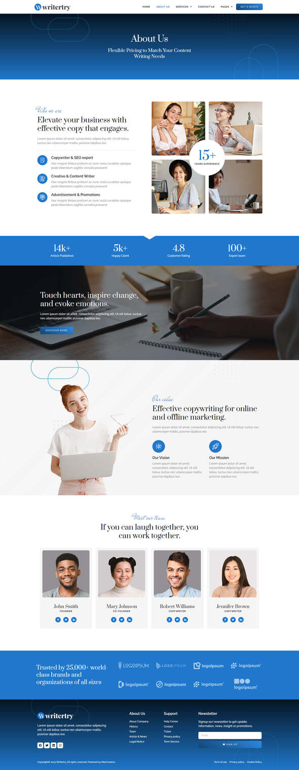 Writertry - Content Writing Service Agency Elementor Kit