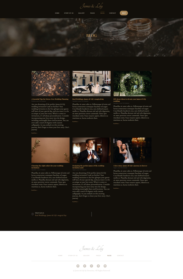 James & Lily - Wedding Event Invitation Elementor Pro Template Kit