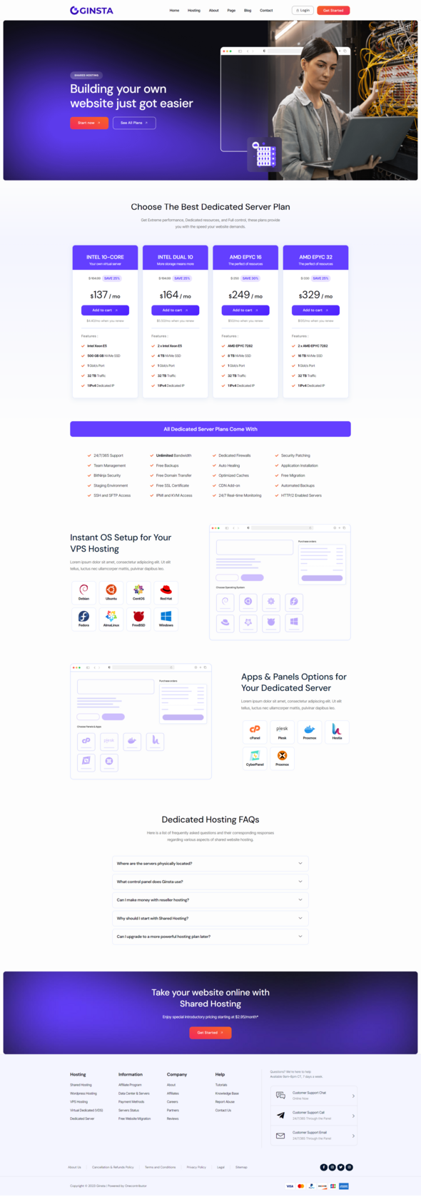 Ginsta - Cloud Hosting Company Elementor Template Kit