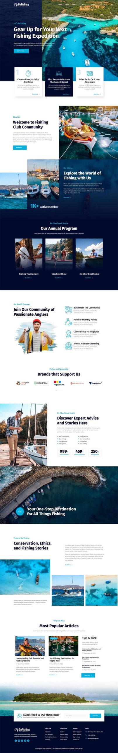 Go Fishing - Fishing Club Community Elementor Template Kit