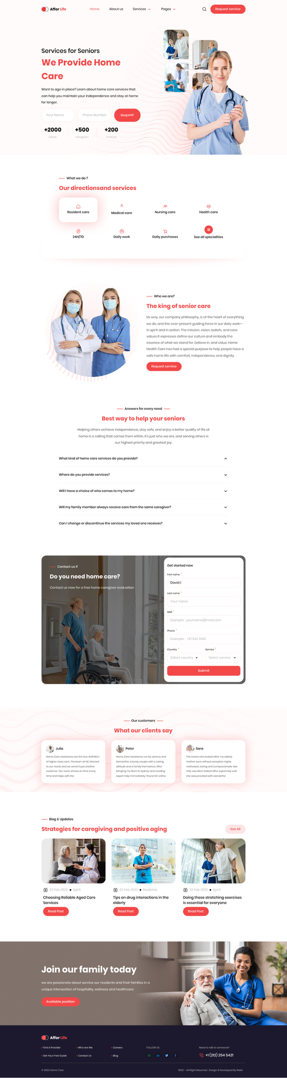 Affor Life - Home Care Services Elementor Pro Template Kit