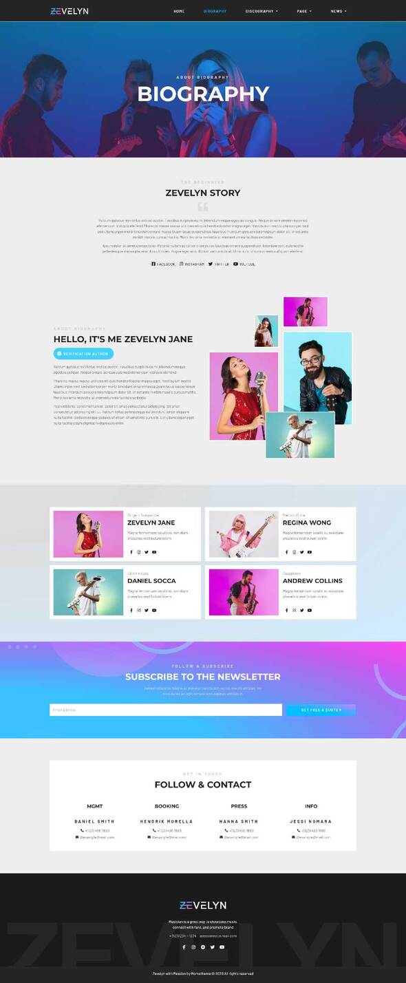 Zevelyn - Music Band & Musician Elementor Template Kit