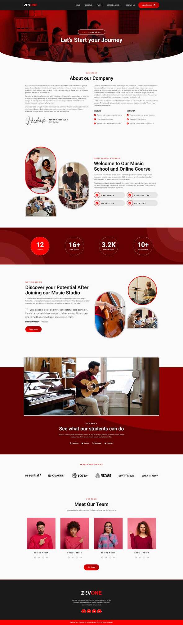Zevone - Music Lessons & School Elementor Template Kit
