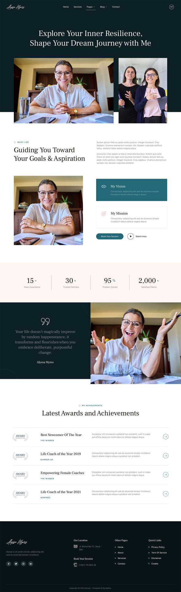Alyssa – Feminine Life Coach & Motivational Speaker Elementor Template Kit