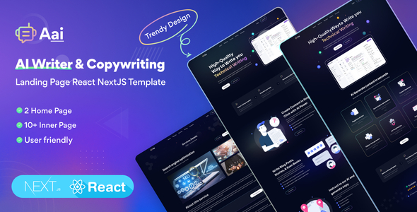 Aai - AI Writer & Copywriting Landing Page React NextJS Template