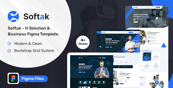 Preview image for Softak - It Solution & Business Figma Template.