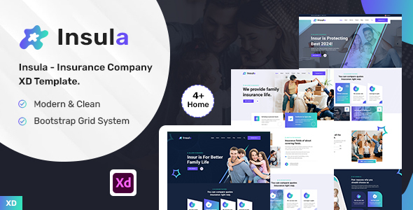 Product preview supplied for Insula - Insurance Company XD Template.