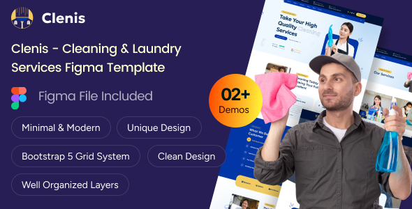 Clenis – Cleaning Services Figma Template