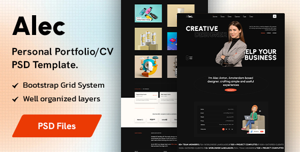 Alec - Personal Portfolio/CV PSD Template.